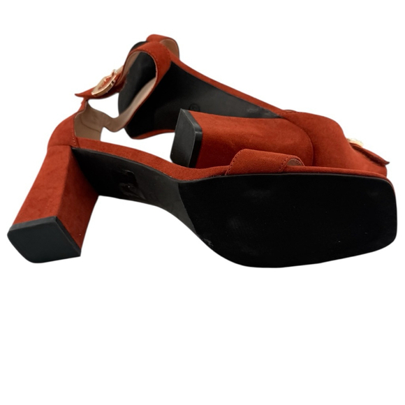 NWOB C Comfort Est 1946 Women’s Rust Suede Block Heel Sandals Size 11 - Picture 2 of 9